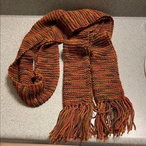 Multicolor Knit Scarf with Fringe